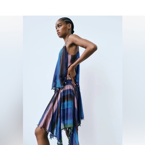 ZARA 2pc SET BEADED CAMISOLE & SKIRT Size MEDIUM - Picture 6 of 7